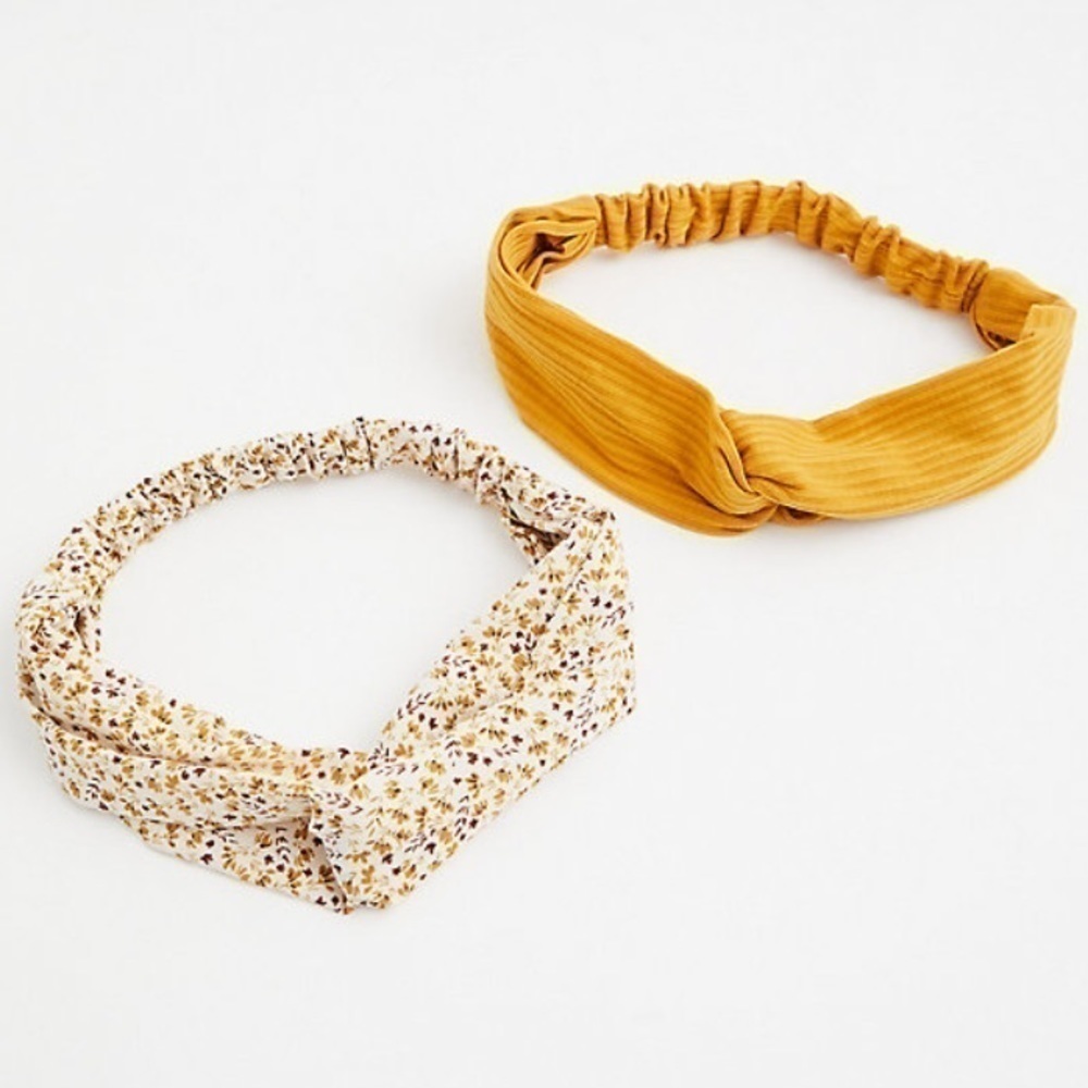 MUSTARD & WHITE FLORAL HEADBAND PACK - PACK OF 2
